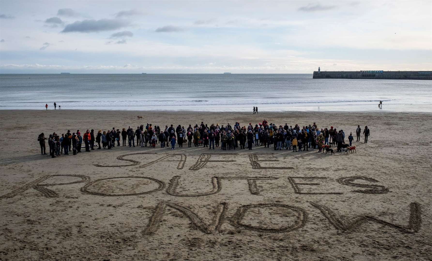 A vigil in Folkestone after 27 people were tragically killed while crossing the Channel in a small boat. Picture: Andy Aitchison