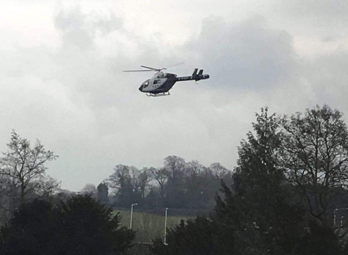 The air ambulance taking off from the Porsche showroom car park