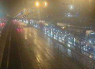 The M25 has been closed from junction 2 to junction 3 clockwise. Picture: Highways England