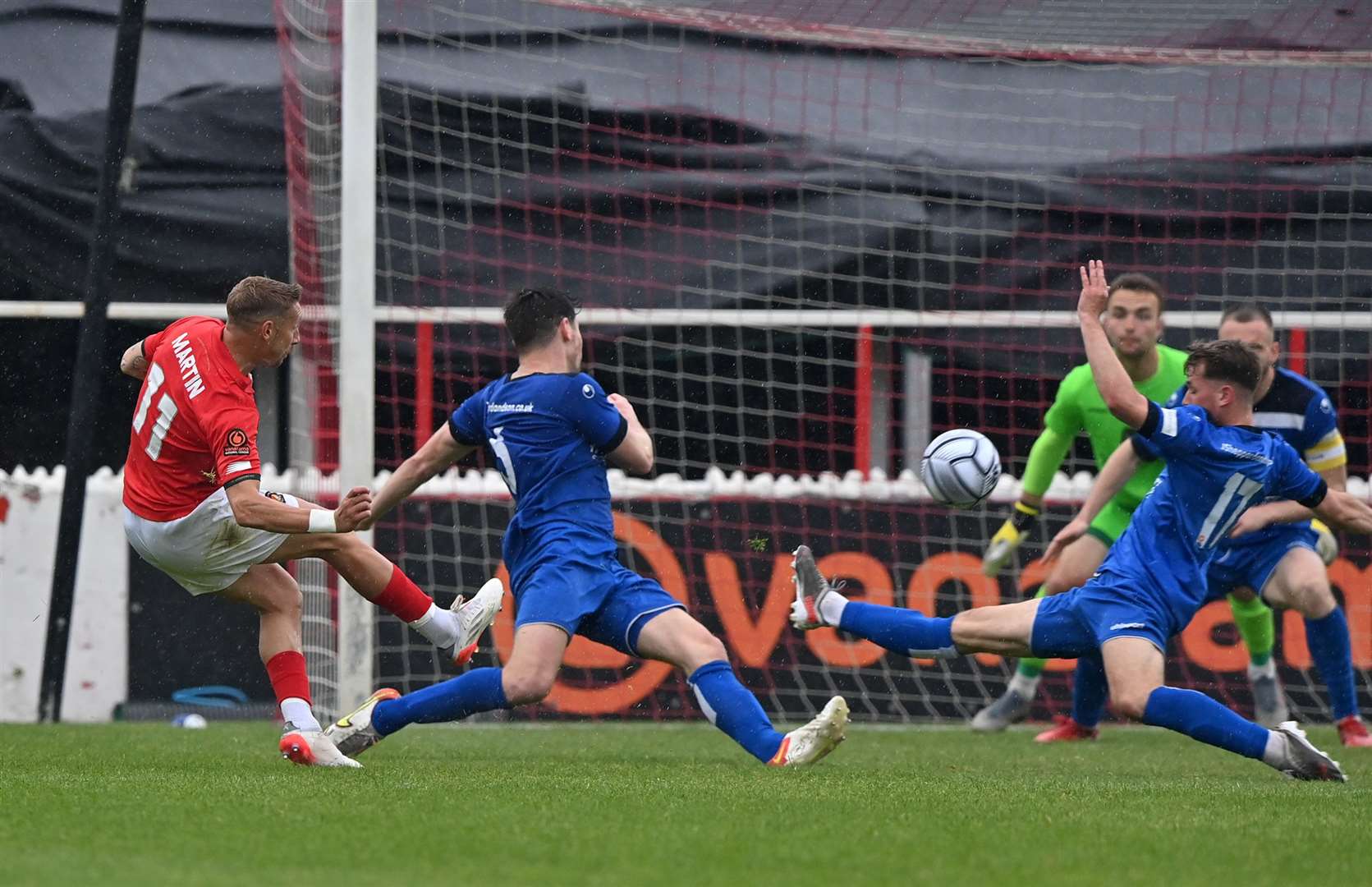 Lee Martin scores in extra-time. Picture: Keith Gillard