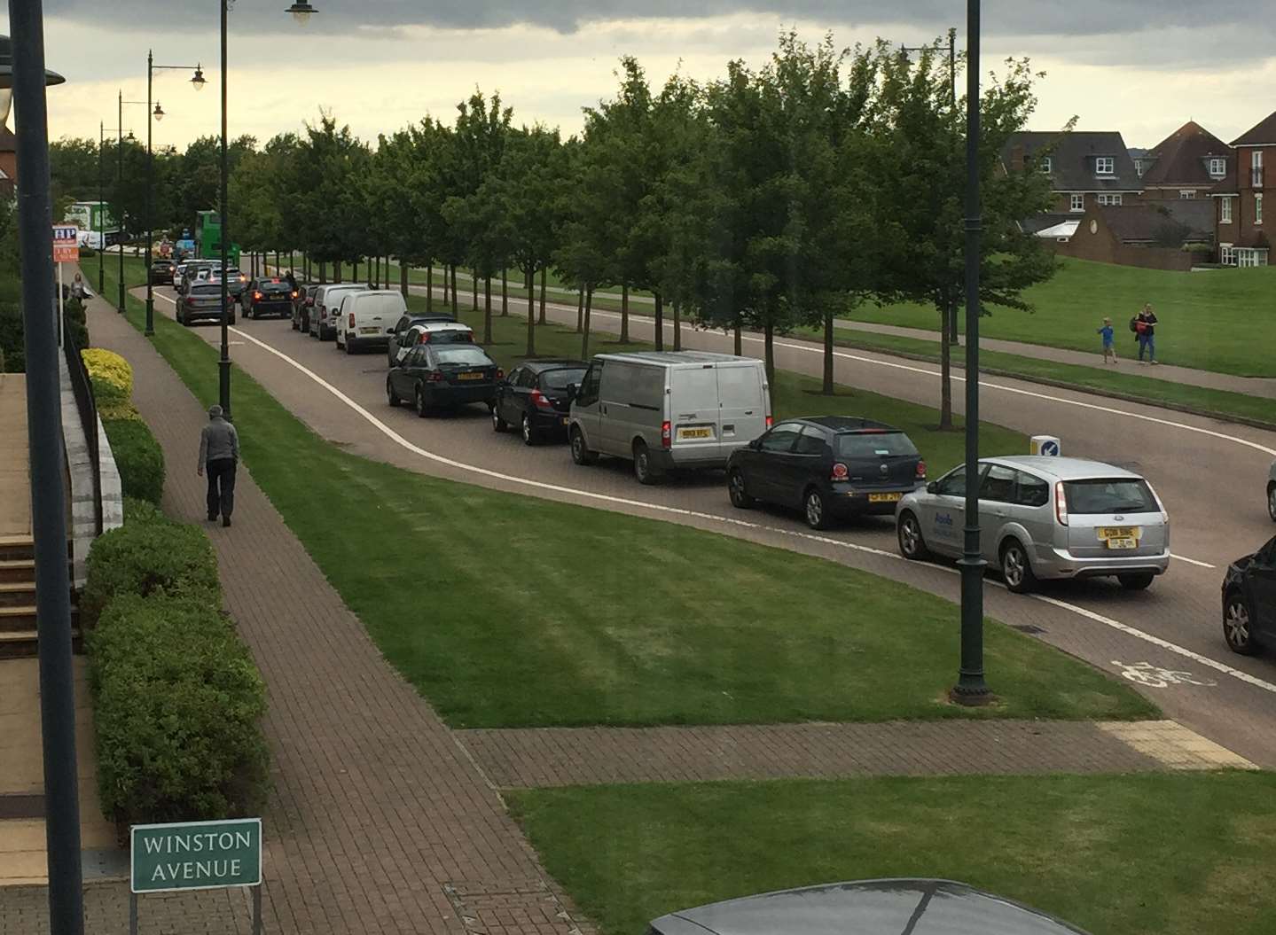 A picture taken from Winston Avenue shows traffic backed up