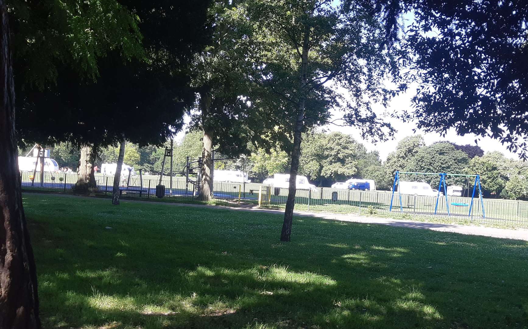 Around 15 caravans have pitched up in Gillingham Park, Canterbury Street, Gillingham