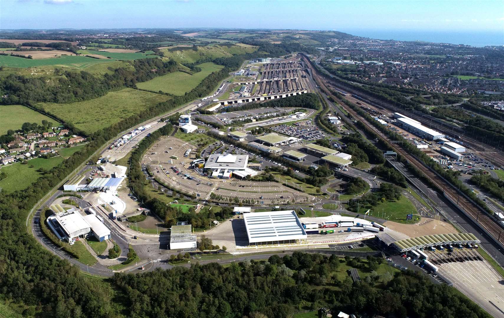 Aerial view of the Folkestone Eurotunnel terminal. Picture: Getlink