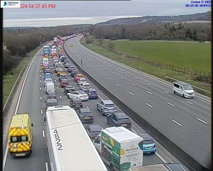 Traffic is building on the M25 following a multi-vehicle collision. Picture: National Highways