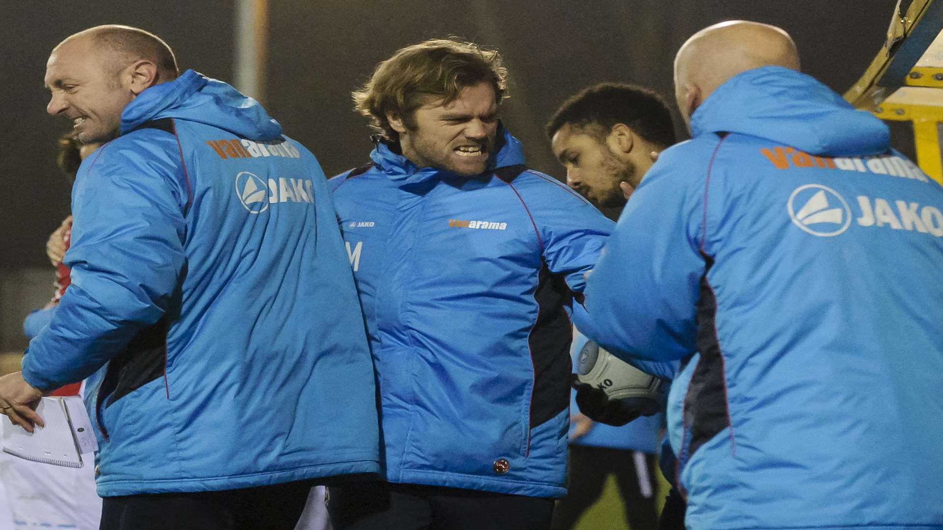 Fleet boss Daryl McMahon savours victory at the final whistle Picture: Andy Payton