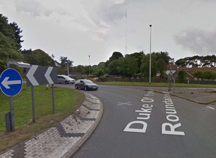 The accident is on the Duke of York roundabout Picture: Google Maps