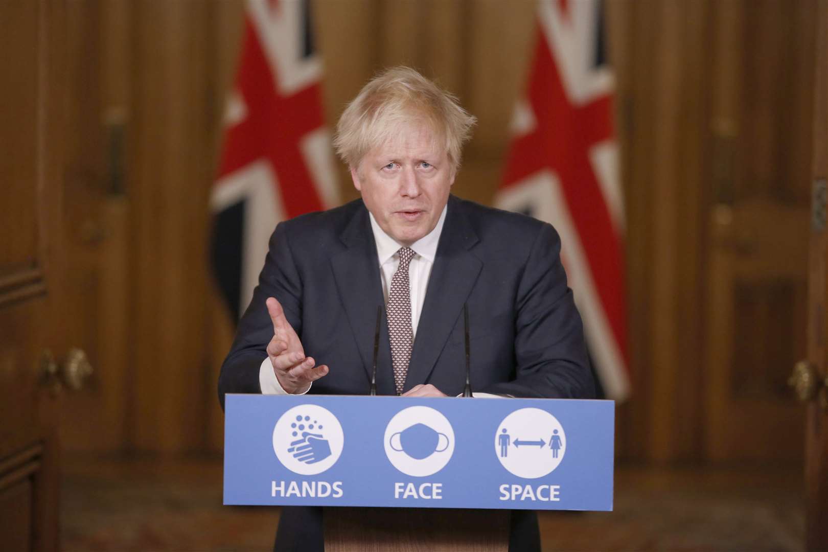 Prime Minister Boris Johnson during a media briefing on coronavirus in Downing Street in November 2020