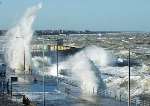 The seafront at Margate is lashed by waves. Picture: NICK EVANS