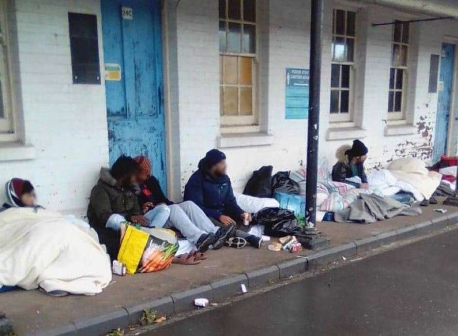 Asylum seekers protesting at Napier Barracks over living conditions at the camp. Picture: Care4Calais