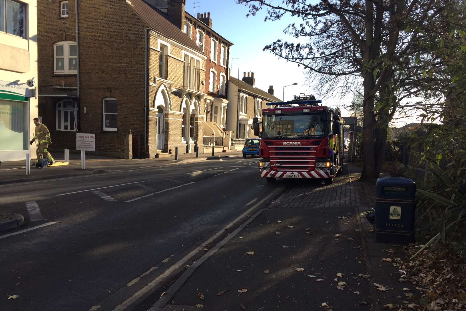Firefighters at the scene in Trinity Road, Sheerness