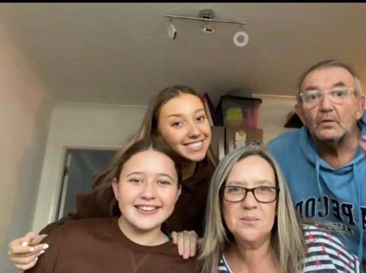 Jaycie Fry video chats her family on Christmas day. From left to right Isabel, Kayla, mum Julie and dad Christopher
