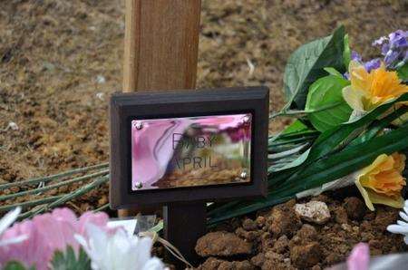 Grave of 'Baby April' - exhumed for murder investigation after her body was found at Singleton Lake, Ashford.