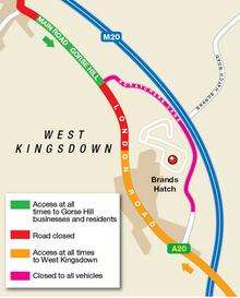 Brands Hatch road closures map