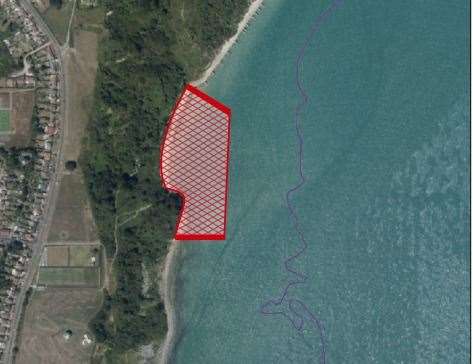 The area of beach that has been closed. Picture: FHDC/Ordnance Survey