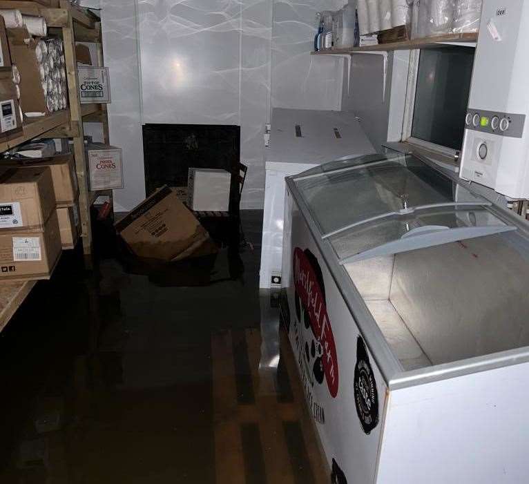 Part of the flooded basement at Scoops in Herne Bay. Picture: Tom Cain
