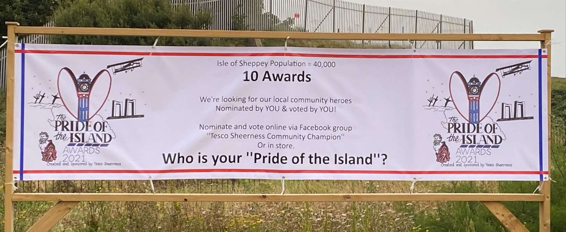 Pride of Island banner at Tesco Sheerness