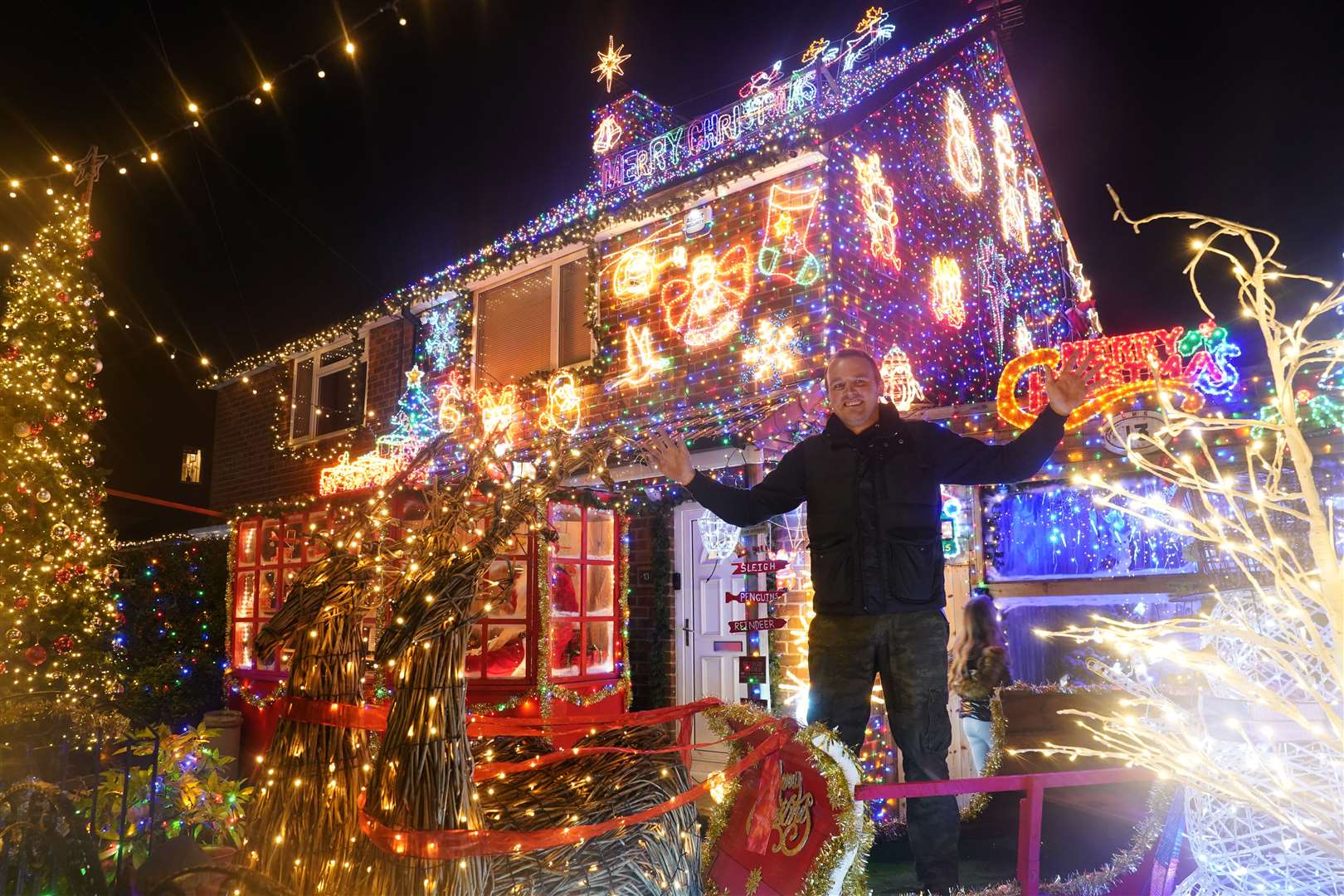 Andrew Walters from Stillington, County Durham, is raising funds for the Teenage Cancer Trust with his captivating display (Owen Humphreys/PA)