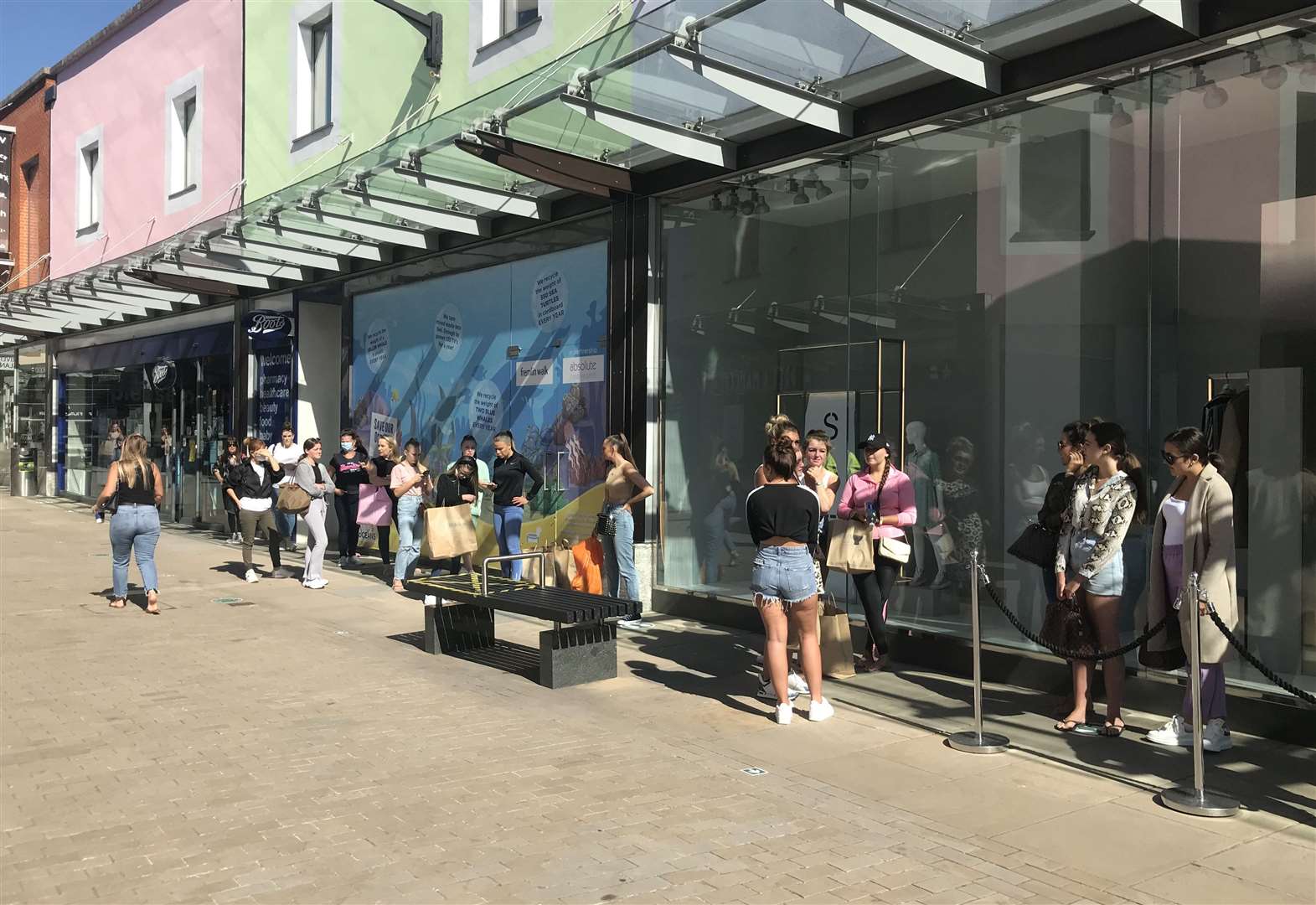 queue for reopened stores in Maidstone 