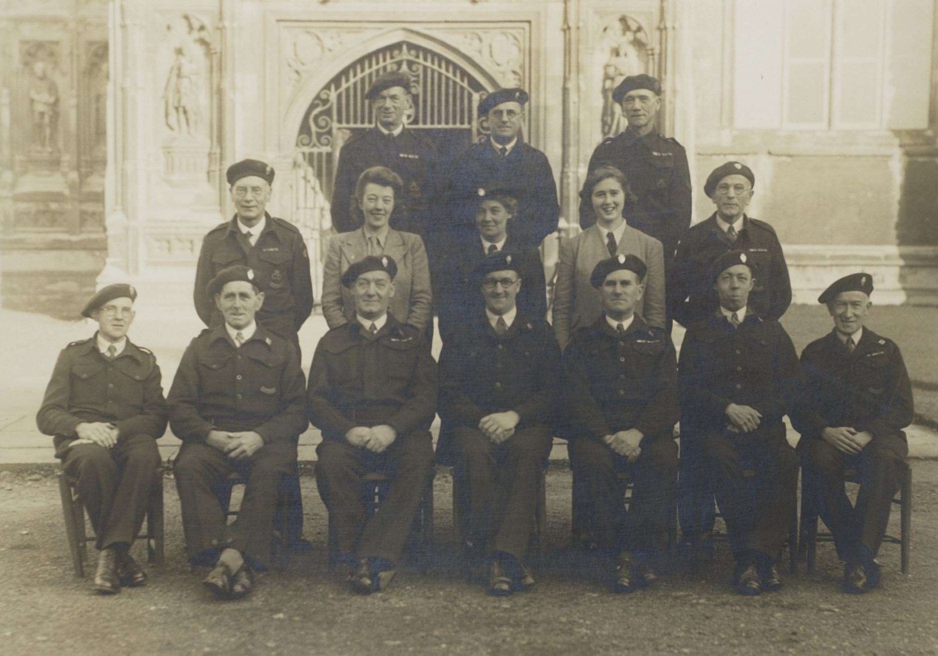 Joe Wanstall, pictured right, back row, was among the fire watchers at the Cathedral on June 1, 1942