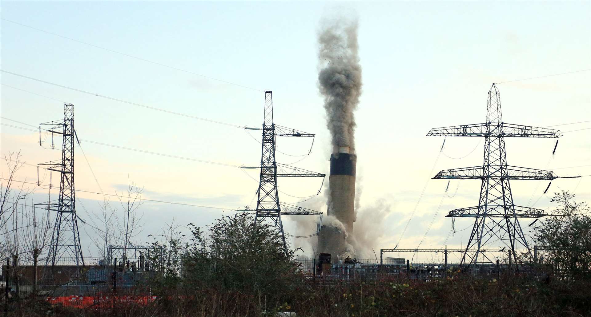 Despite some opposition,the chimney at Littlebrook Power Station in Dartford was demolished on Sunday. Picture: Phil Lee