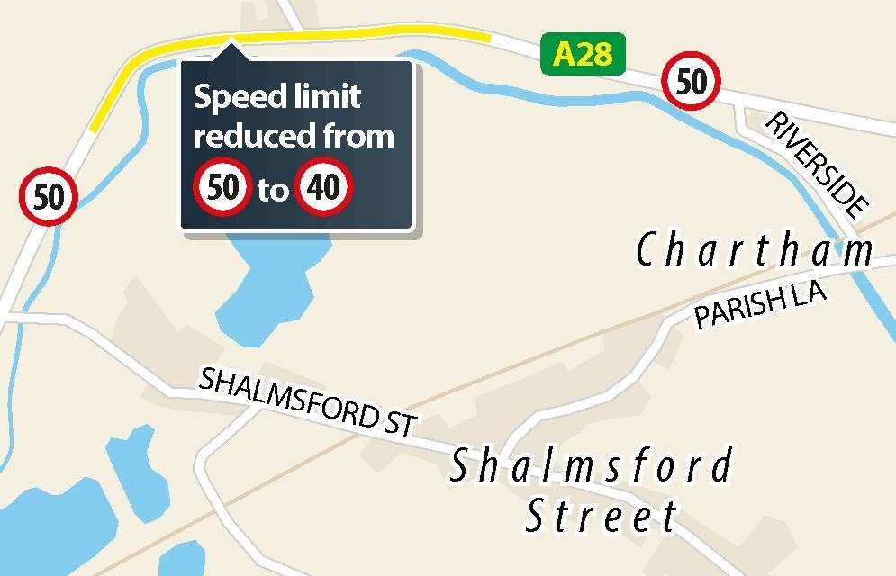 Where the speed limits could be reduced on the A28