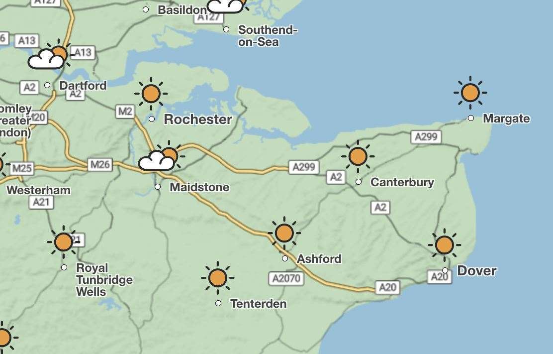 Kent is set to experience unseasonable October warmth this weekend. Picture: Met Office