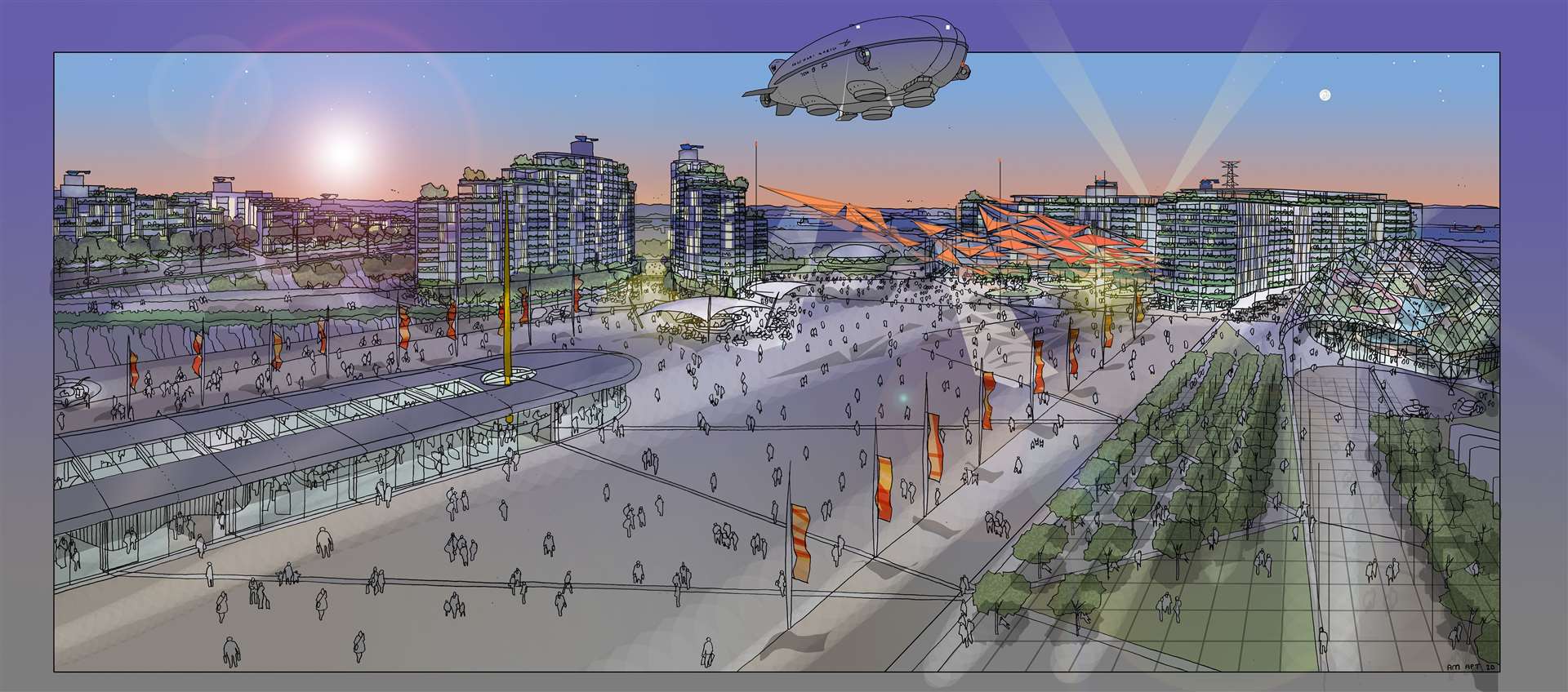 An artist impression of the Arrival Plaza, hotels and market. Picture: The London Resort