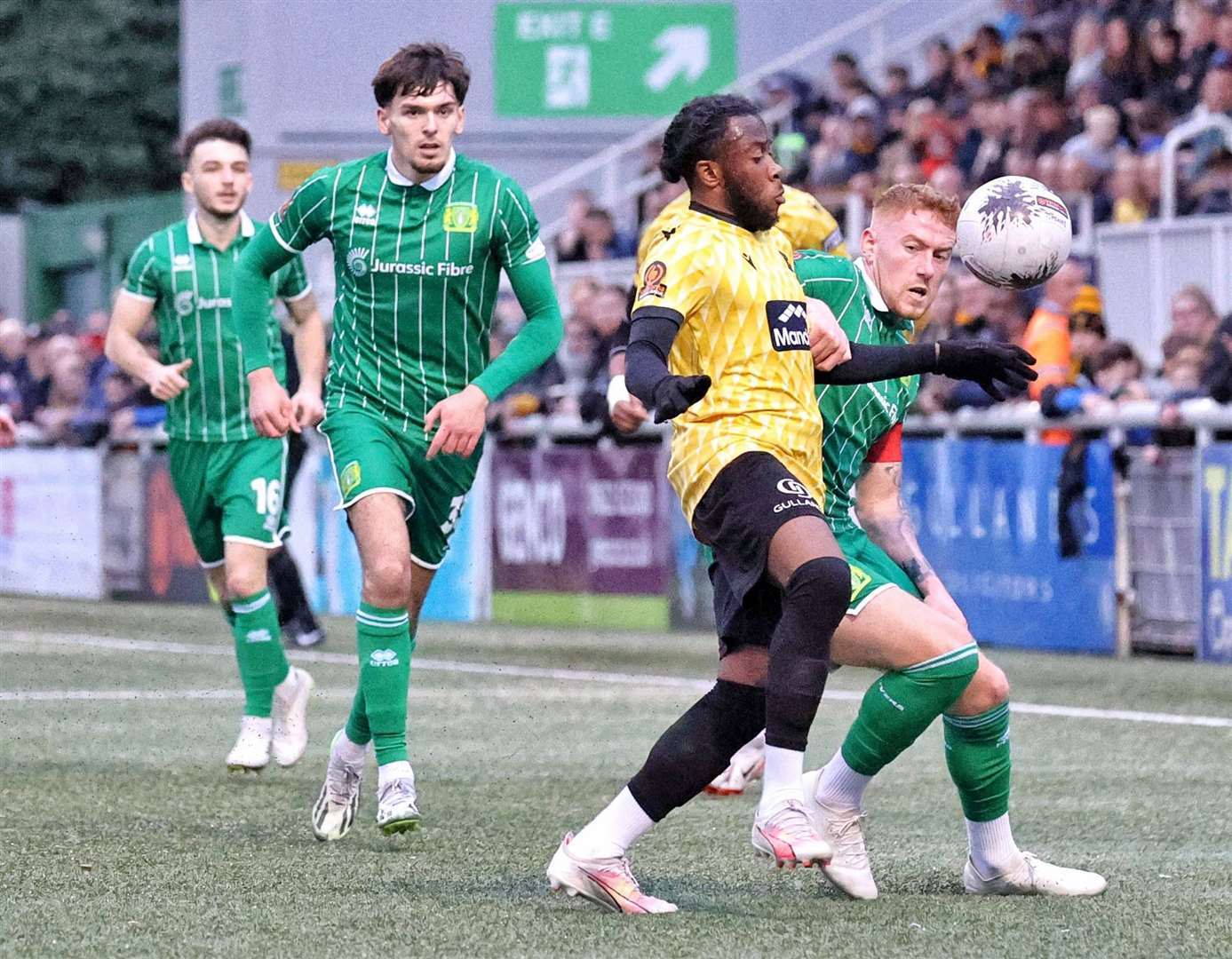 Maidstone substitute Jephte Tanga gets at the Yeovil defence. Picture: Helen Cooper
