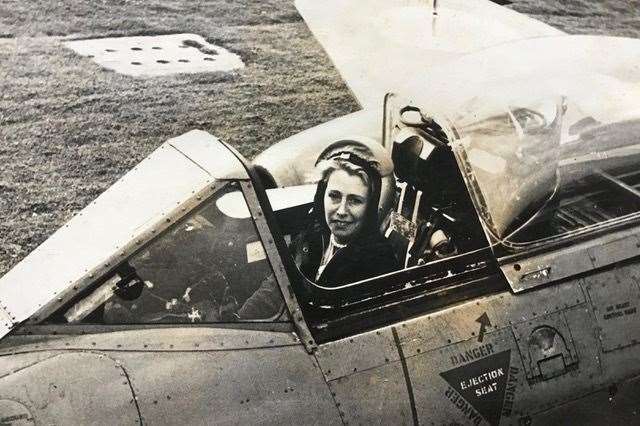 Joyce Tapp made several nostalgic return trips to RAF Tangmere in later years and on one occasion got to sit in the cockpit of a jet fighter