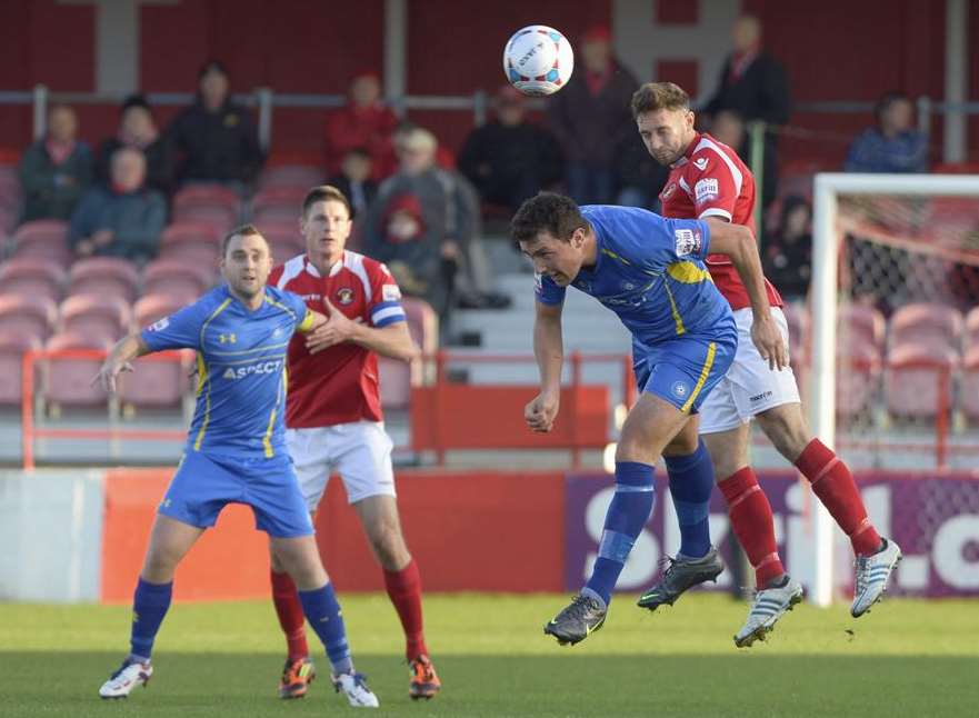Action from Ebbsfleet's 4-0 win at home to Concord Picture: Andy Payton