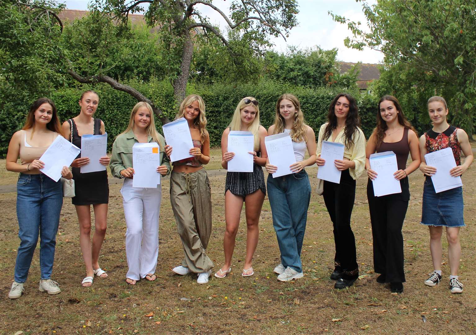 Some of the Highsted grammar students who helped the Sittingbourne school achieve record results