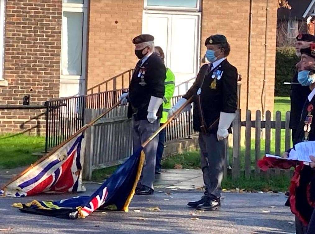 Standard bearers were reduced in numbers at the 2020 Remembrance event in Deal