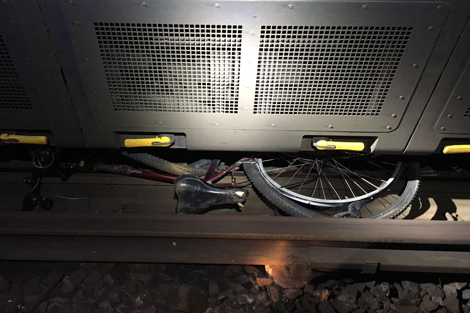 The bike was struck by a train