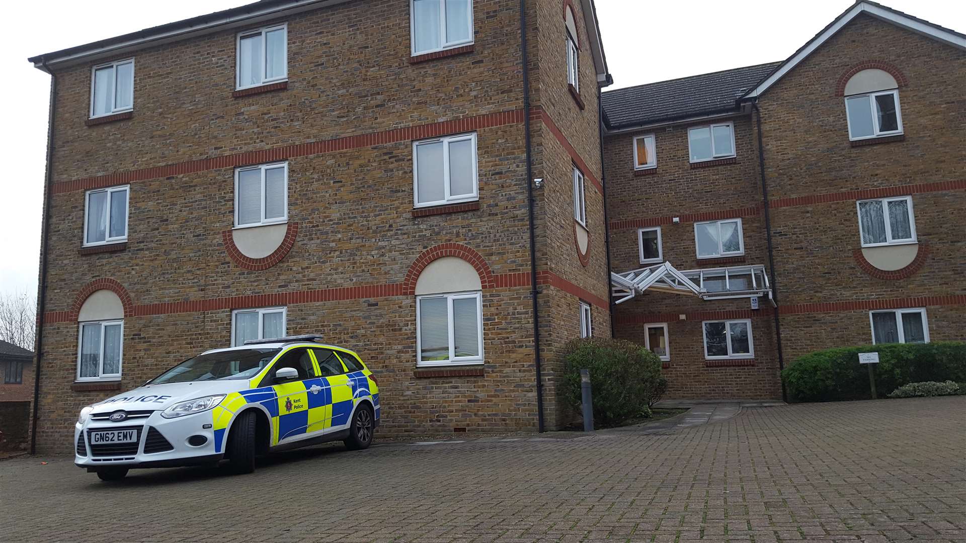 Police at the scene, at Kentish Court in Maidstone