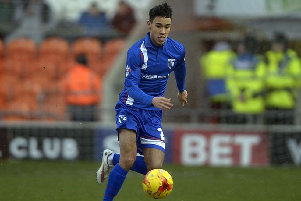 Brighton's Adam Chicksen playing for Gillingham at Blackpool Picture: Barry Goodwin