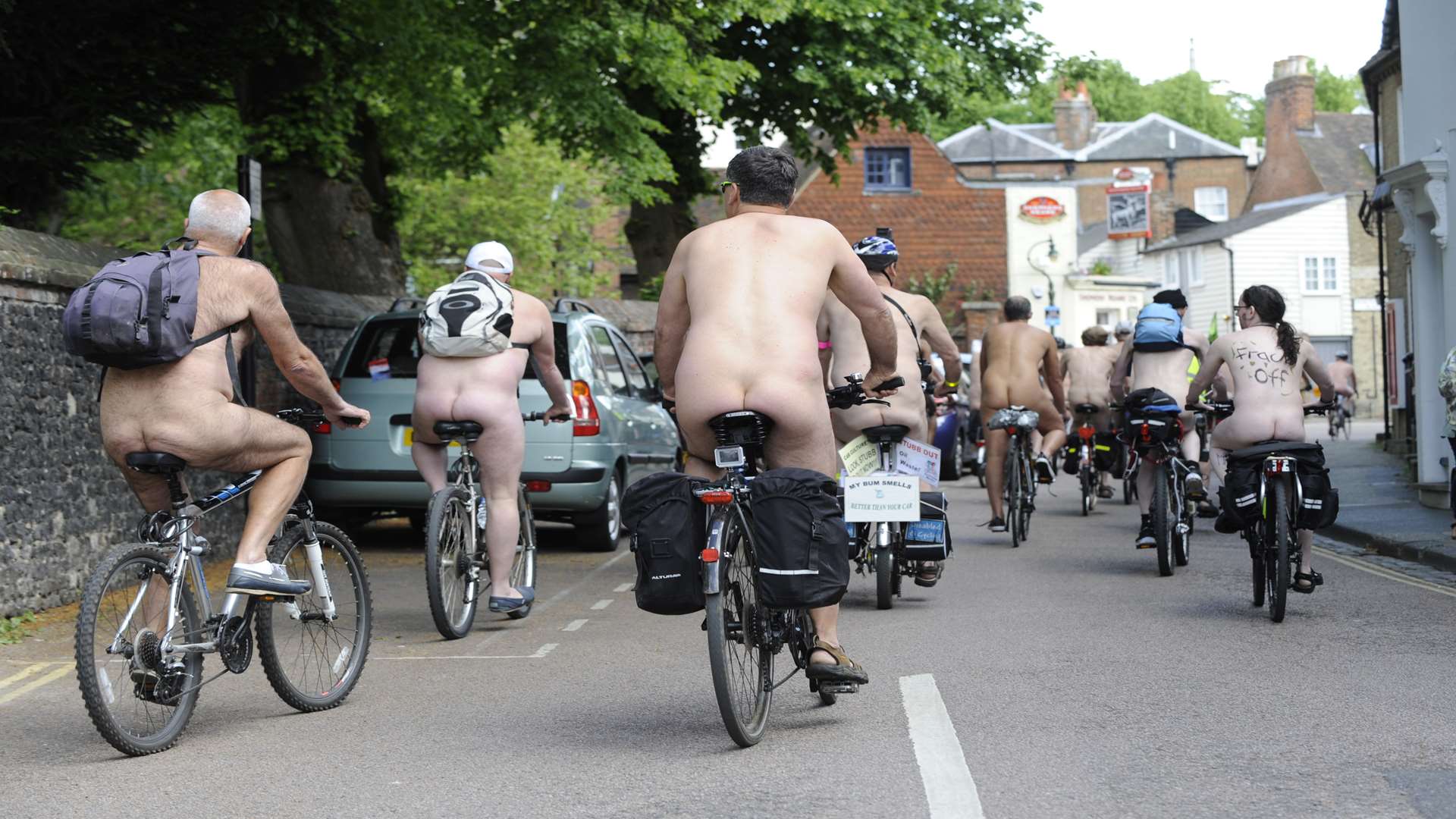 Naked cyclists protest in Canterbury