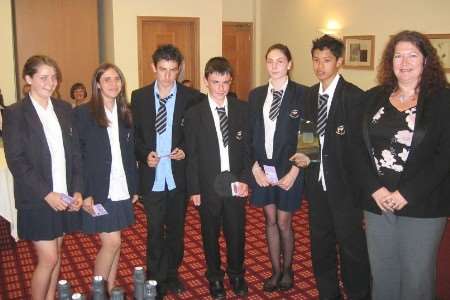LEFT TO RIGHT: Ferne Loader, Emily Upshill, Alastair Radcliffe, Jamie Brown, Hermione Green, Paulo Angeles and Alyson Howard
