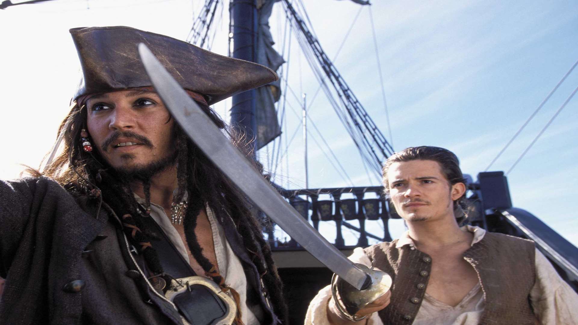 Johnny Depp and Orlando Bloom in Pirates of the Caribbean: The Curse of the Black Pearl. Picture: Disney/Moviestore Collection Ltd