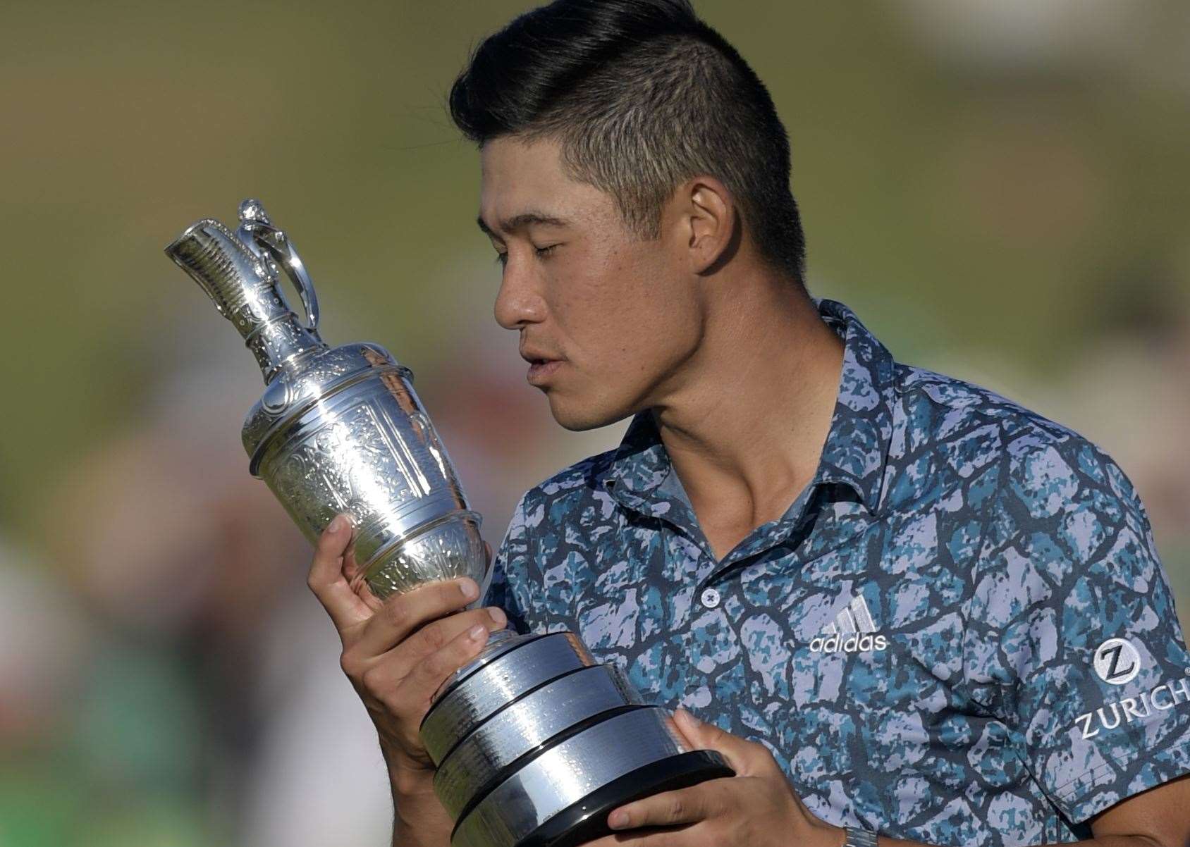 Collin Morikawa with the Claret Jug at the 149th Open in Sandwich. Picture: Barry Goodwin