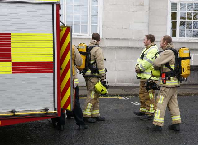 Fire fighters at the scene. Picture: Martin Apps