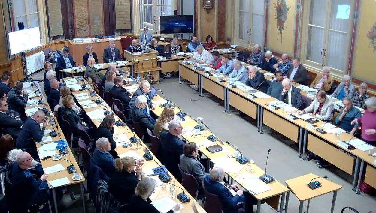 The meeting in the council chamber