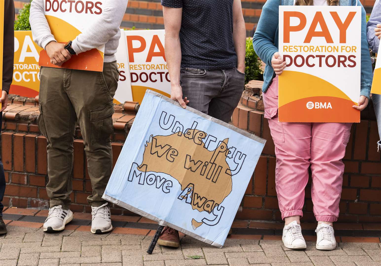 Striking junior doctors on the picket line outside Leeds General Infirmary on Thursday (Danny Lawson/PA)