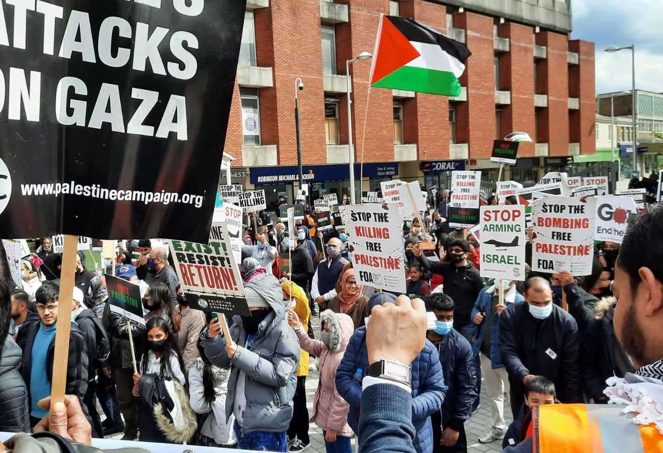 Protestors marched through Chatham today in solidarity with Palestine. Picture: Steve Wilkins