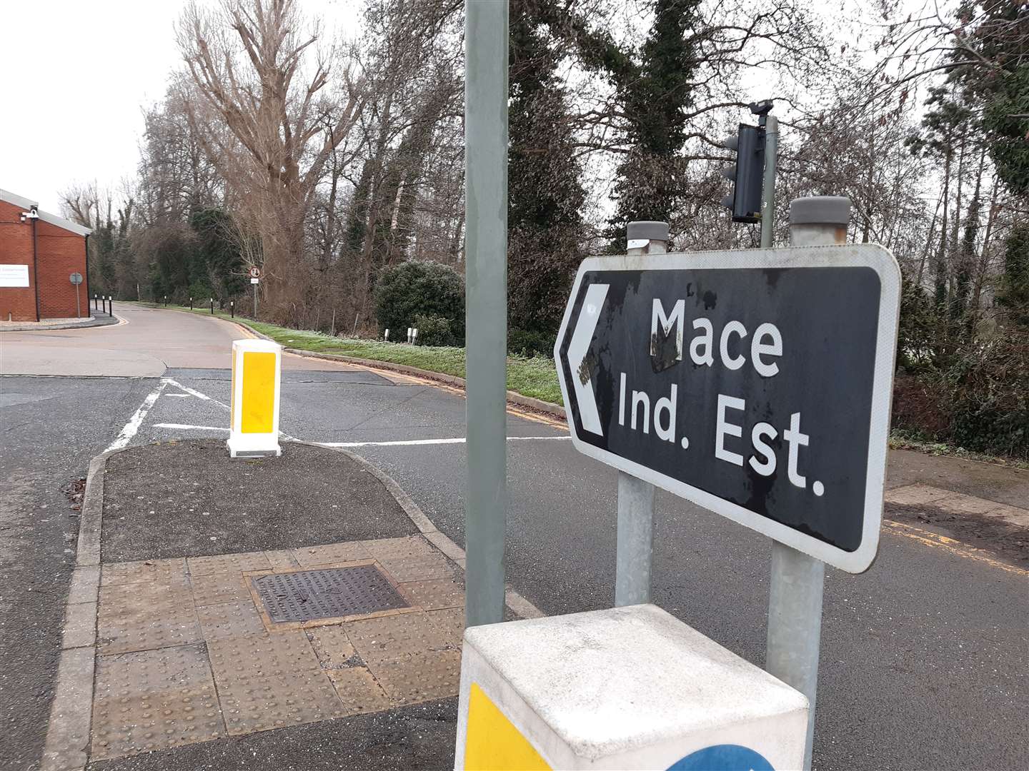 The entrance to the Mace Industrial Estate off Mace Lane