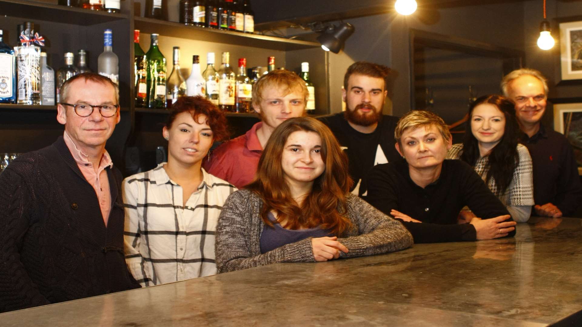 Andy Kirkwood, far left, and his staff at Victuals, in Deal
