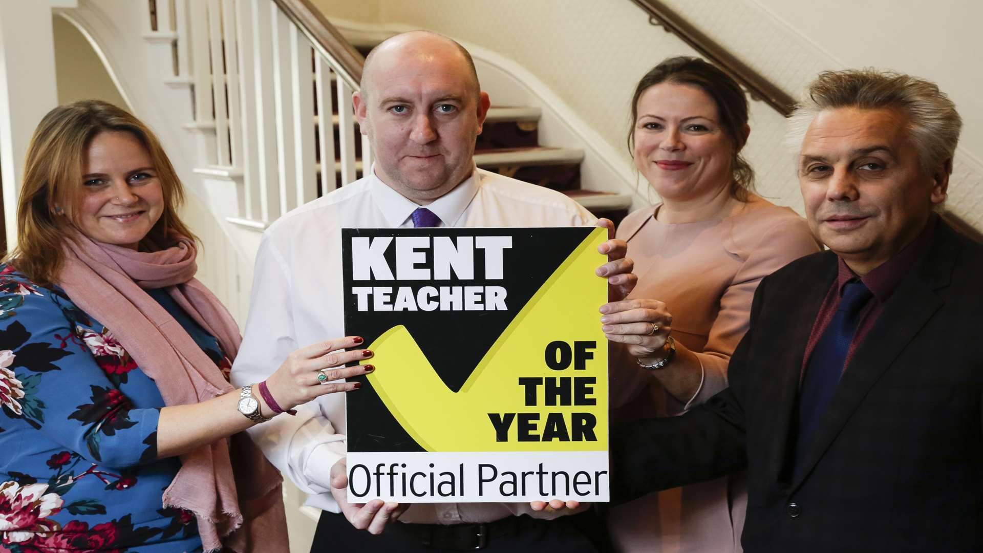 Sarah Bottle of Kent Libraries, Tim Sells of Kent Sports, Jill Allen of Project Salus, Anton Francic of Kent County Council, call for final nominations.