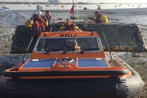Lifeboat crews at the scene of the rescue. Picture: Kent Fire and Rescue Service.