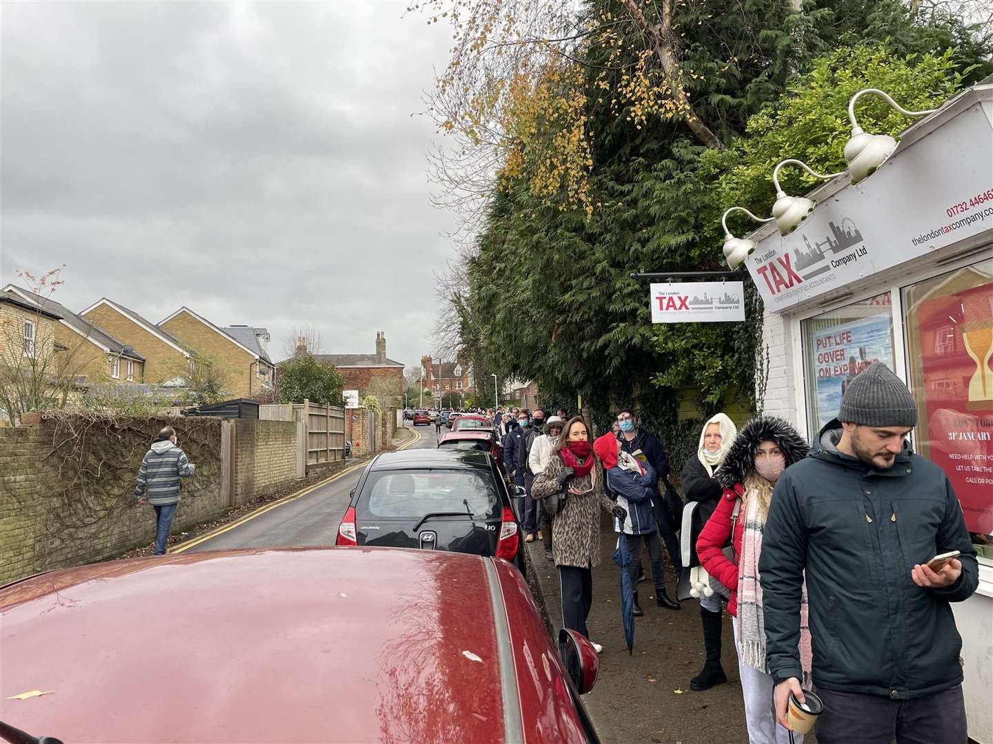 People queuing for a booster jab in Sevenoaks. Picture: Alex Jee