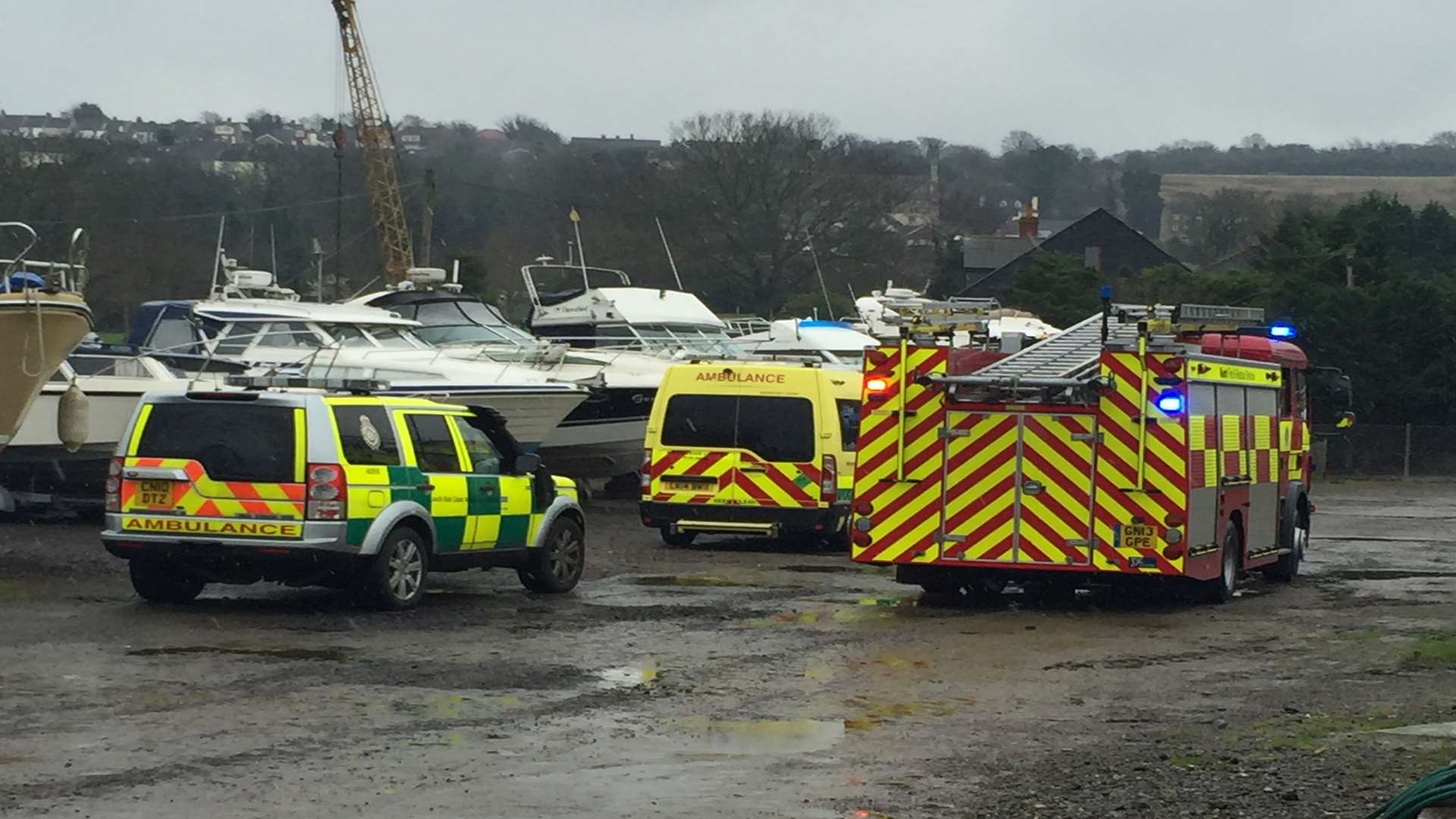 Emergency services at Medway Bridge Marina, Borstal