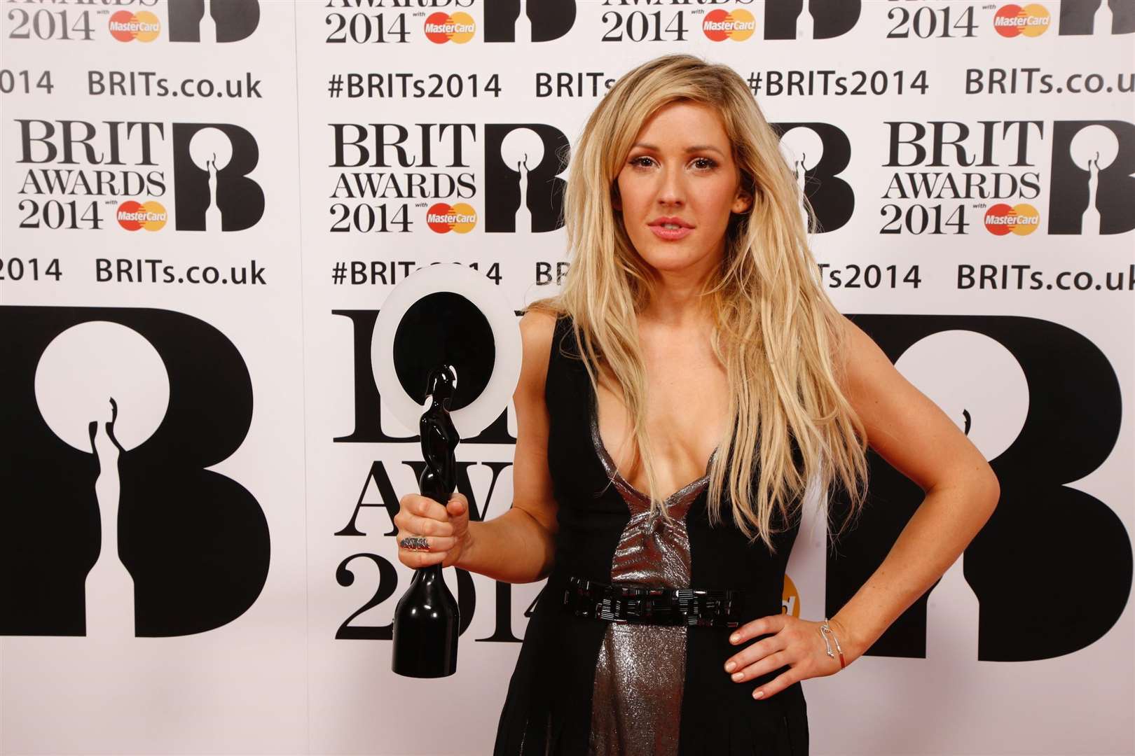 Ellie Goulding picking up her Brit in 2014. Picture: John Marshall - JM Enternational (7065715)